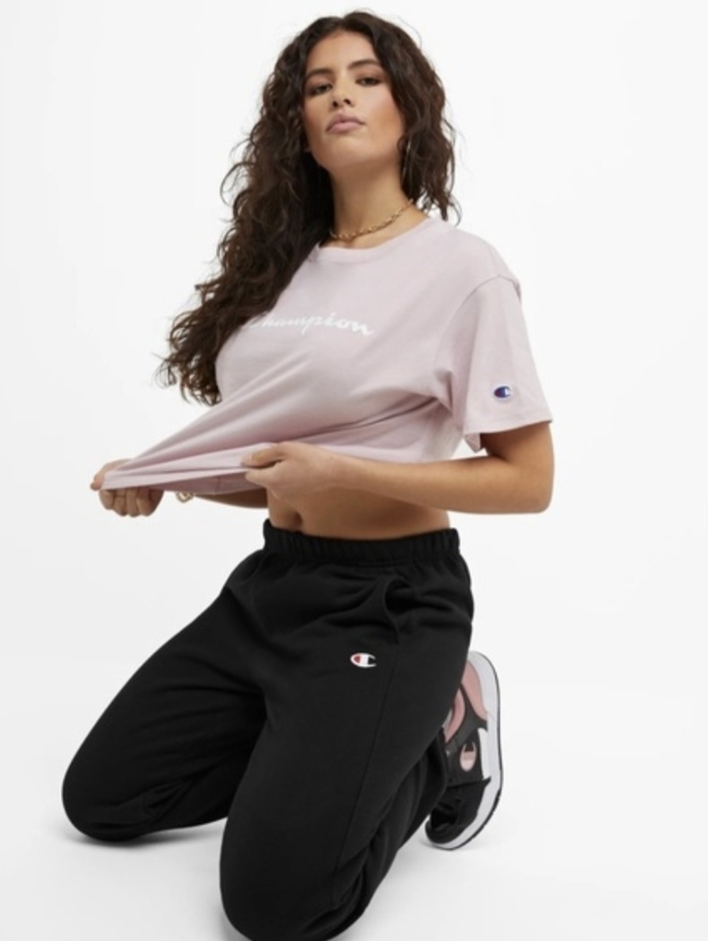 "Champion" Black Logo Jogger Sweatpants for Women-Small